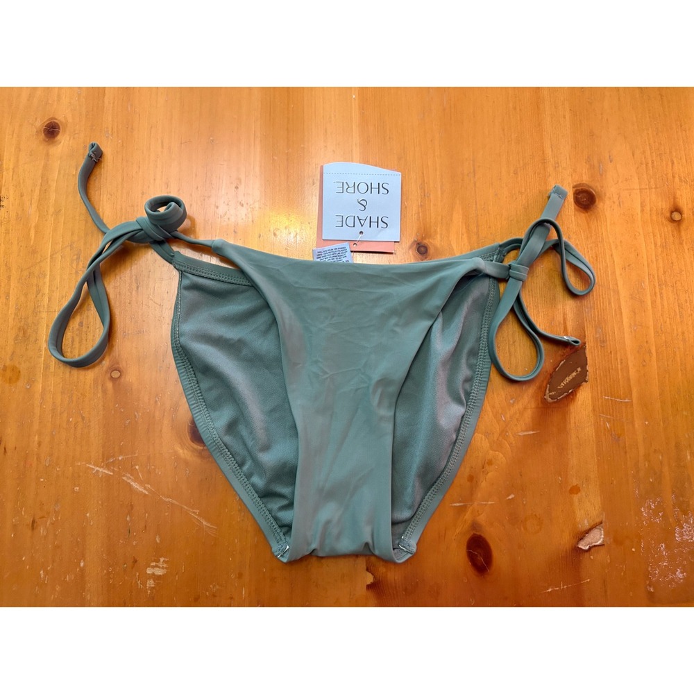 Shade & Shore Womens XS Sage Green Side Tie Bikini Bottom Swimsuit New
